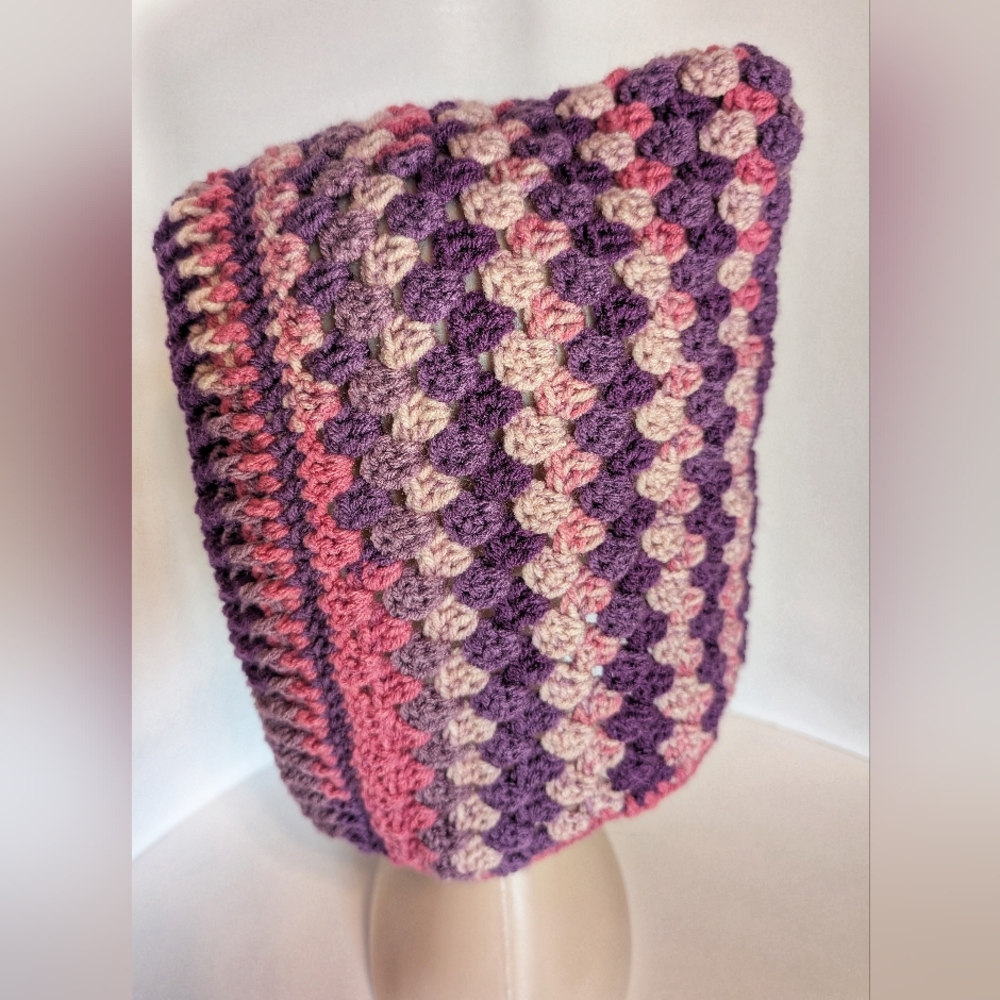 NWOT Handcrafted Crochet hood, Plum